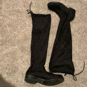 Black Over the Knee Suede Boots